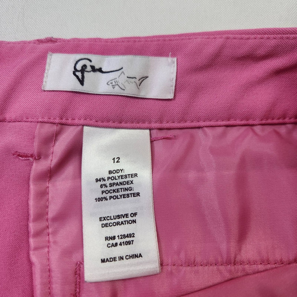 Greg Norman Chino Golf Shorts Flat Front Zip Fly Button Closure Pink Size 12 - Picture 3 of 6